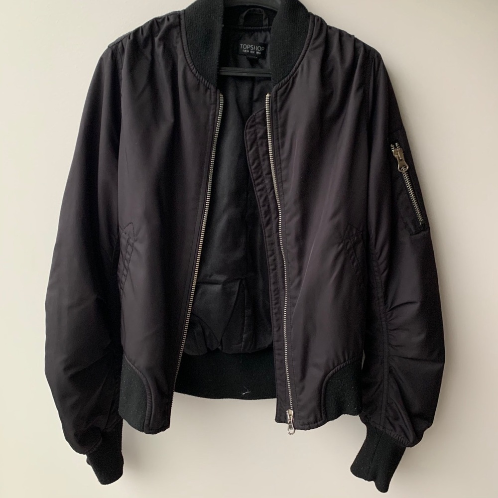 Topshop Black Bomber Jacket